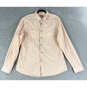 John Varvatos USA Button Up Shirt Mens XL Peach Tan Long‎ Sleeve Cotton Designer